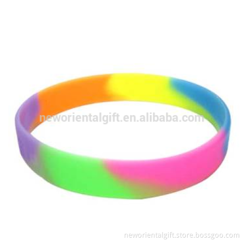Cheapest Rainbow silicone bracelets , rainbow color rubber wristbands